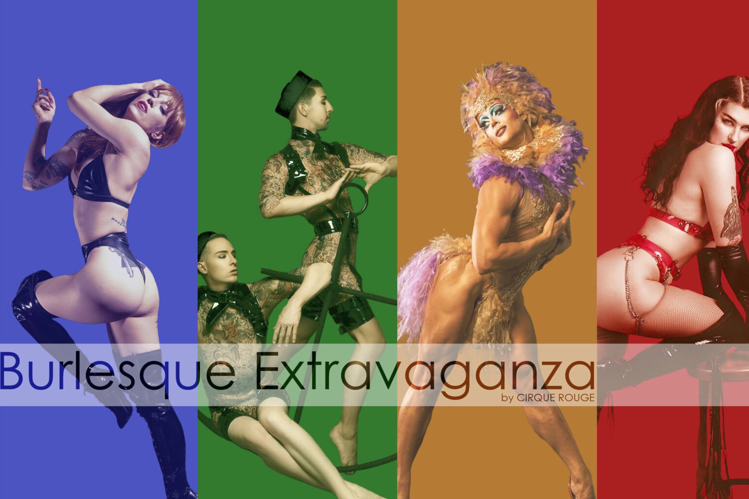 Plakat mit verschiedenen Burlesaue-Künstler:innen