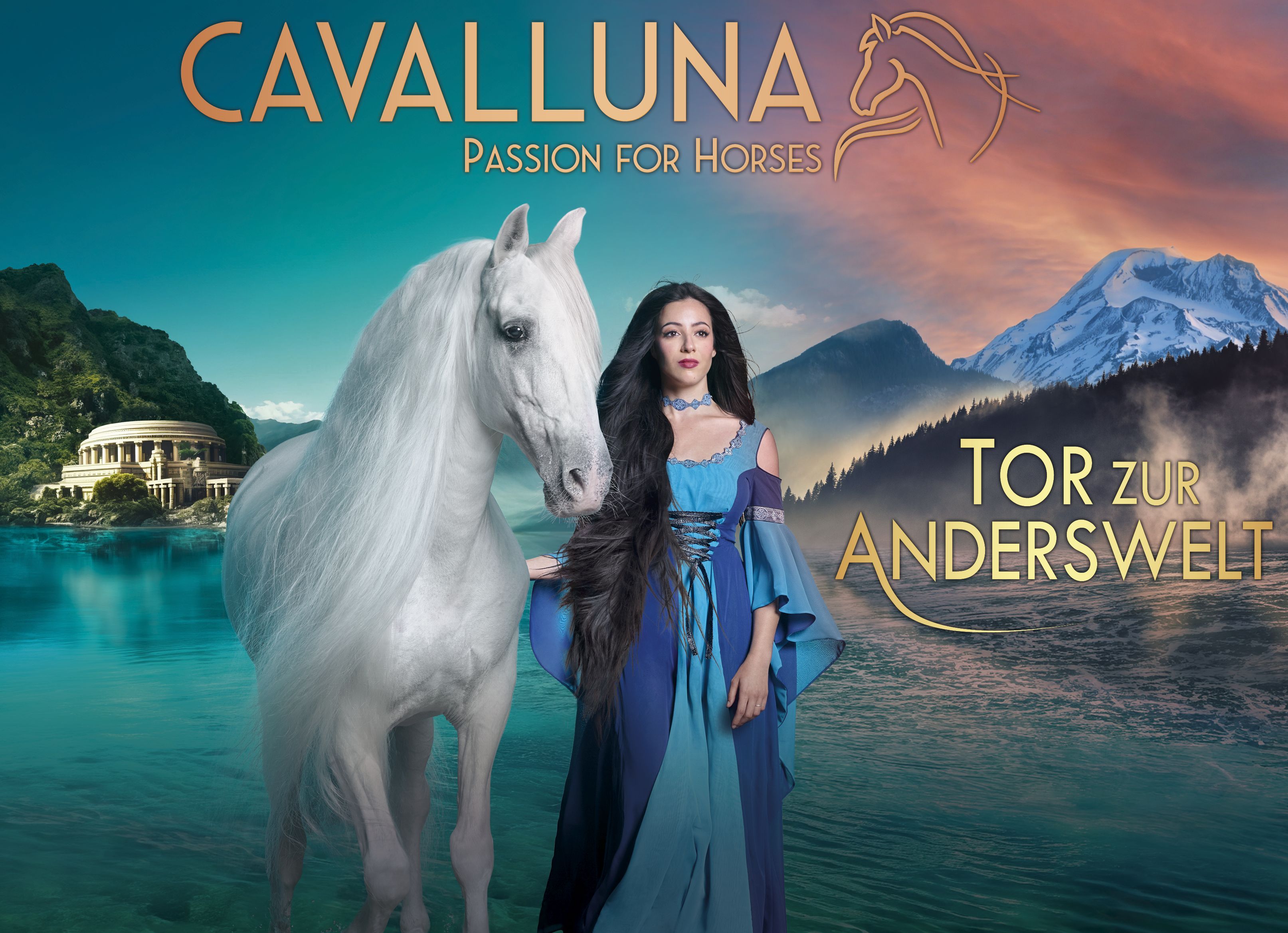 Event poster showing a woman with a white horse.